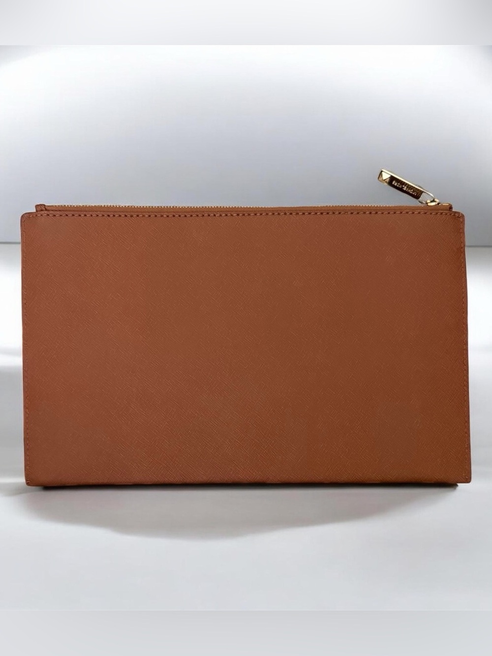 Michael Kors Brown Leather Studded Carry Pouch/ Clutch with Gold Hardware Studs - Picture 2 of 6